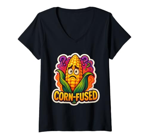 Damen Maiskolben mit Maiskolben, lustiger Witz T-Shirt mit V-Ausschnitt Damen Maiskolben mit Maiskolben, lustiger Witz T-Shirt mit V-Ausschnitt von Corn-Fused Cornfused Pun Corn On The Cob Products