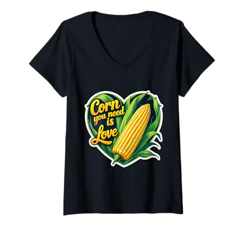 Damen Corn You Neen is Love Corncob Lover On The Cob Festival Wortspiel T-Shirt mit V-Ausschnitt von Corn You Neen Is Love Concob Lover Products