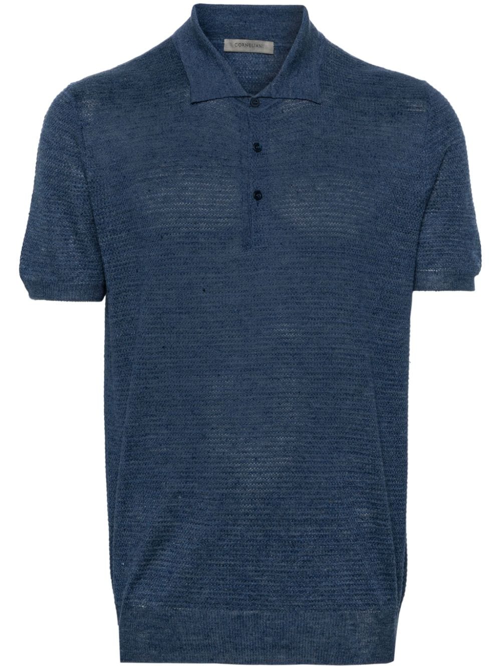 Corneliani Meliertes Strick-Poloshirt - Blau von Corneliani