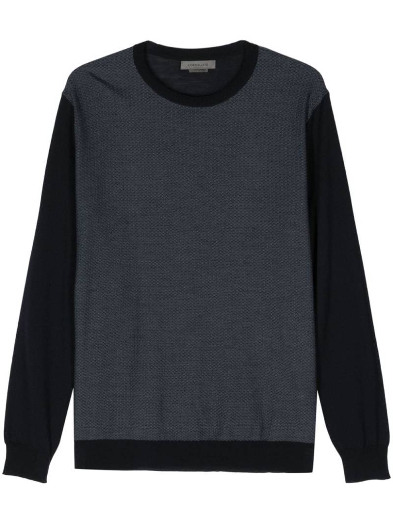 Corneliani jacquard virgin wool jumper - Blau von Corneliani