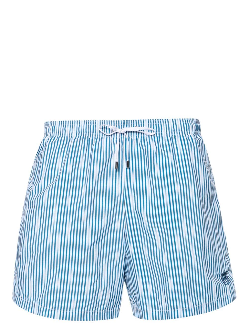 Corneliani logo-embroidered striped swim shorts - Blau von Corneliani