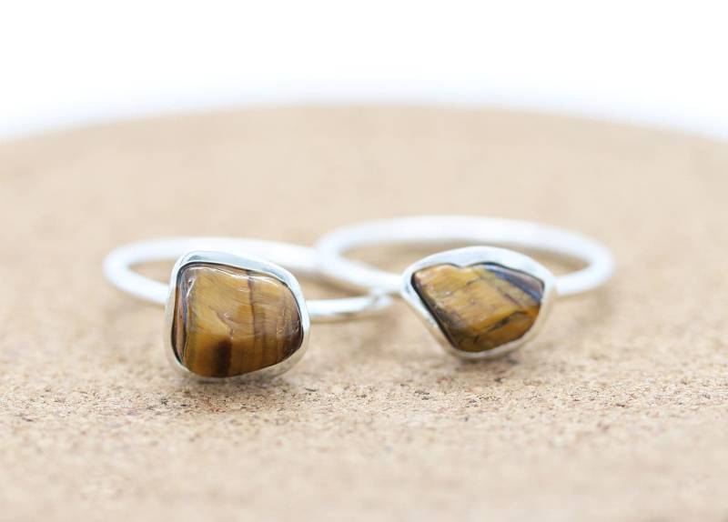 Tigerauge Ring Aus Sterling Silber | Roher Edelstein |Stacking |Boho |Boho|Filigran Löwe von CorneliousWhite