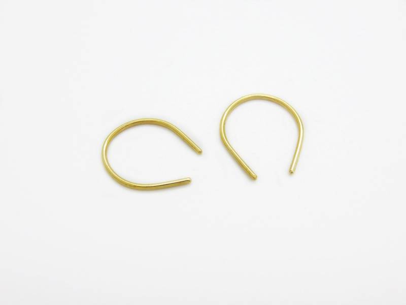 Upside Down Teardrop Hoop-Hufeisen Ohrringe-Minimal Ohrringe-Open Hoop-sterling Silber, Oxidiertes Silber Und Gold von CorneliousWhite
