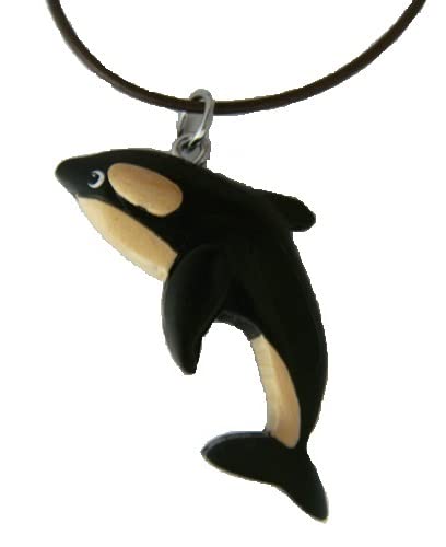 Cornelissen Kette Schwertwal, Holzanhänger Lederband, Ketten Modeschmuck Wale Fische Tiere Tier Orca von Cornelissen