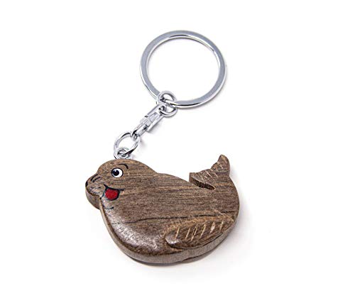 Schlüsselanhänger aus Holz - Lustiger Seehund von Cornelißen
