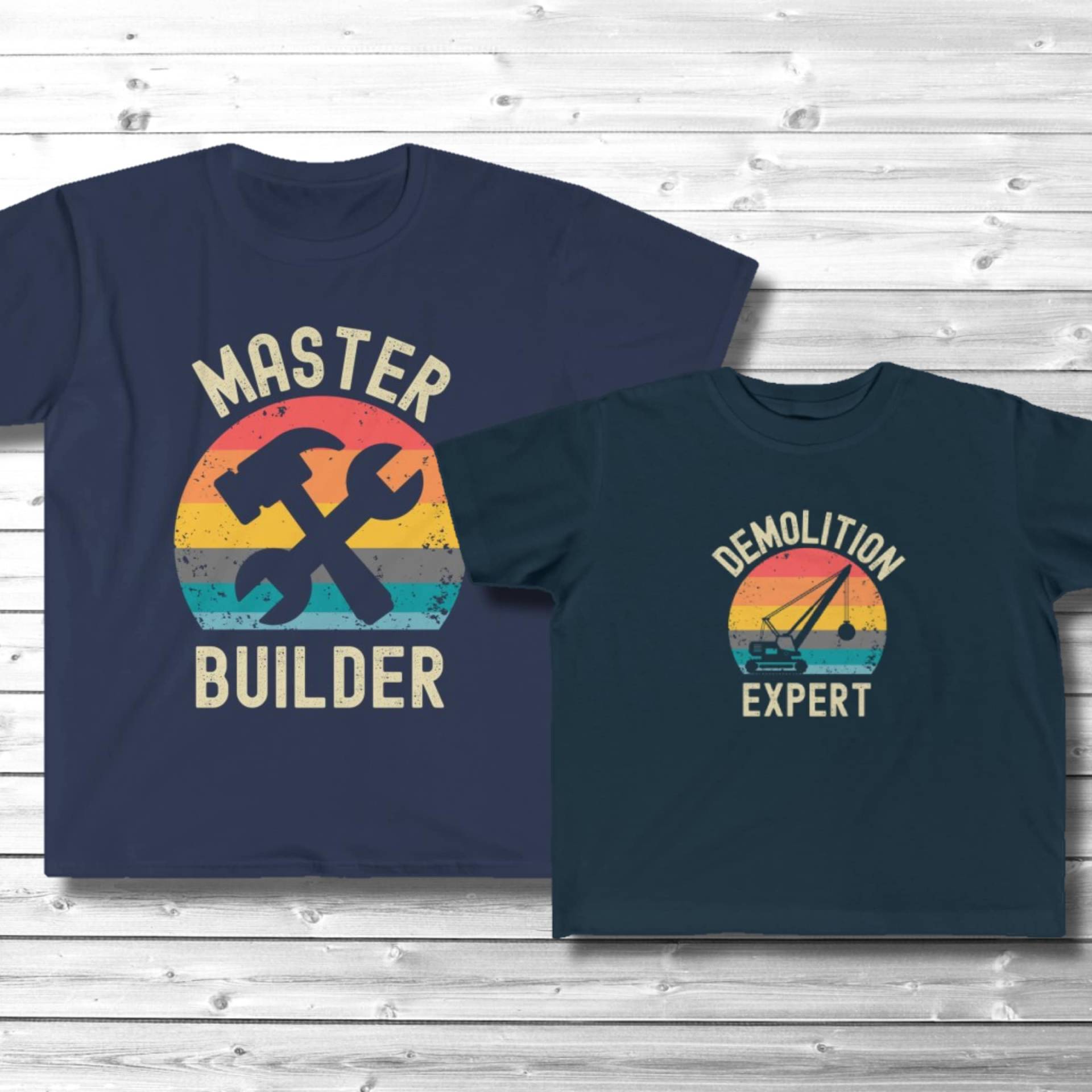 "Papa Und Kind Passende Shirts, ""Master Baumeister Abbruch-Experte" Kleinkind-T-Shirt, Vater Sohn T-Shirt Set, Bau Humor." von CornerThreeDesigns