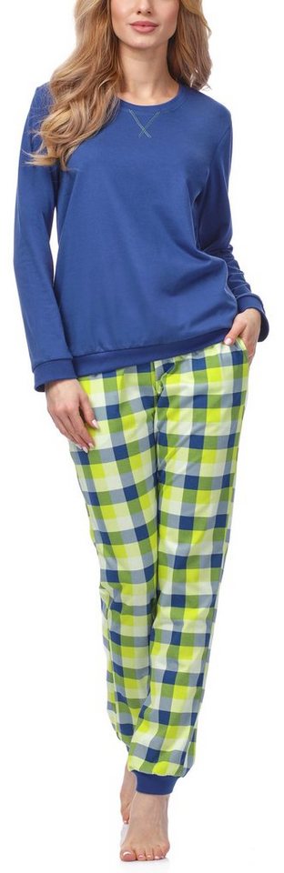 Cornette Schlafanzug Damen Schlafanzug Zweiteiler Pyjama Langarm mit Rundhals Baumwolle 634 von Cornette