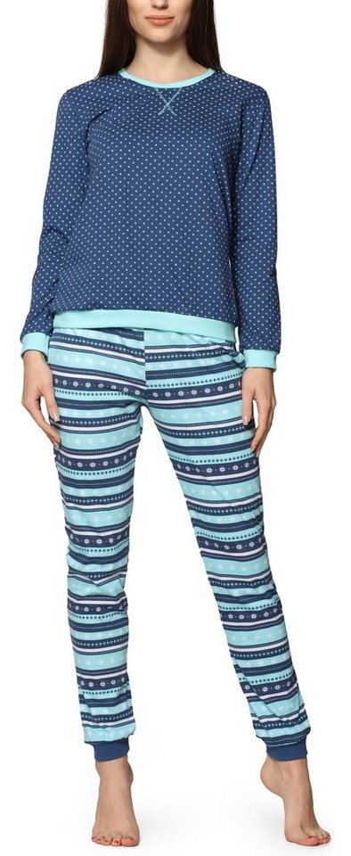 Cornette Schlafanzug Damen Schlafanzug Zweiteiler Pyjama Langarm mit Rundhals Baumwolle 634 von Cornette