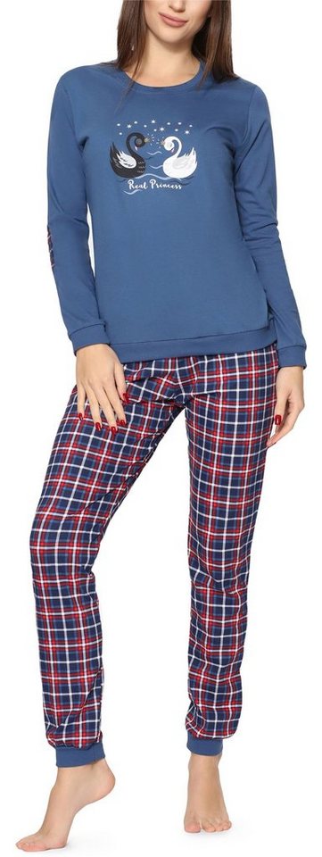 Cornette Schlafanzug Damen Schlafanzug Zweiteiler Pyjama Langarm mit Rundhals Baumwolle 634 von Cornette