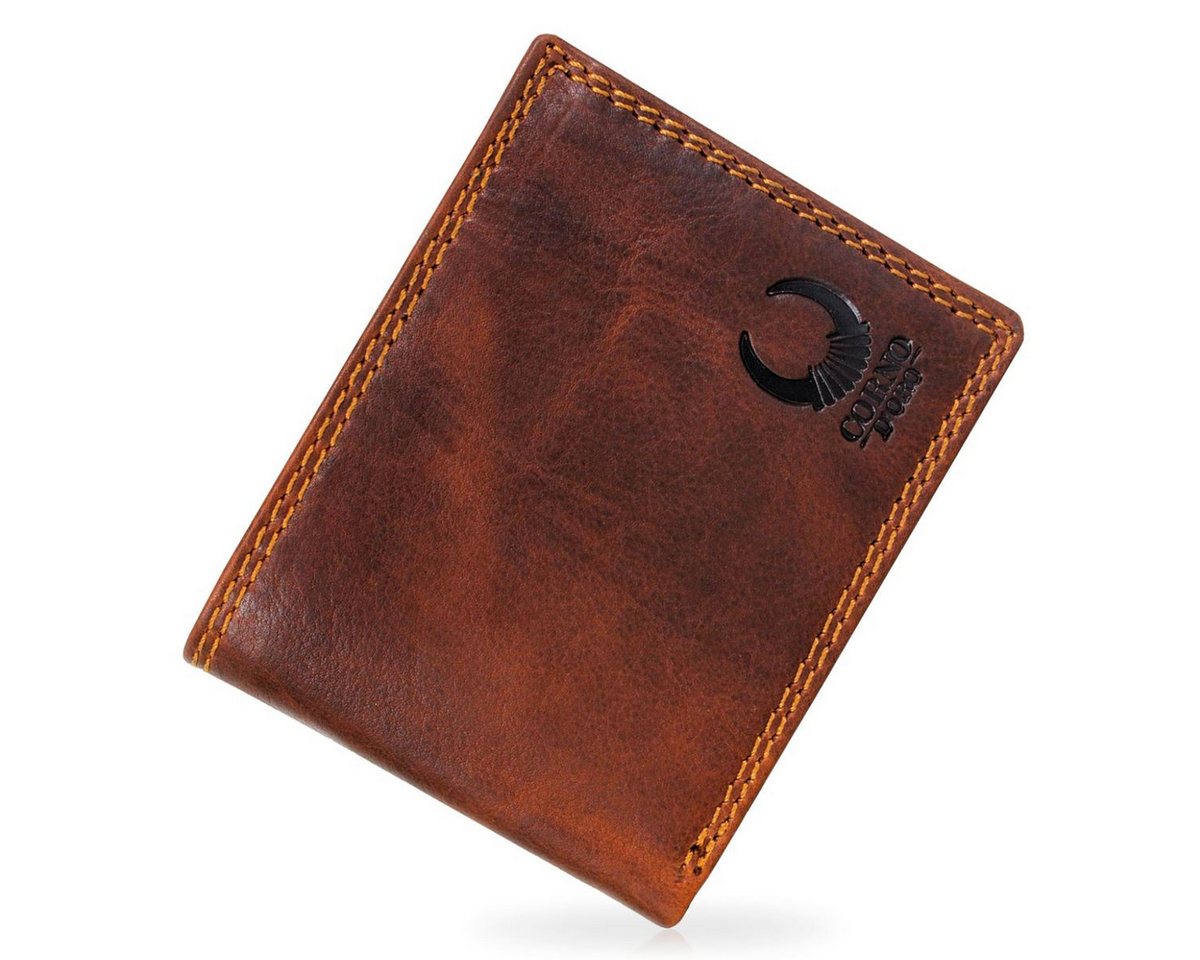 Corno d´Oro Geldbörse Herren Leder RFID Handmade Portemonnaie mit Münzfach, Querformat, Geldbeutel mit 12 Kartenfächer, Geschenkverpackung von Corno d´Oro