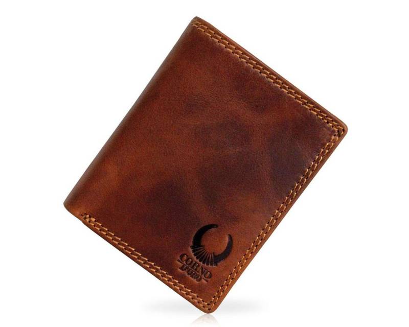 Corno d´Oro Geldbörse Herren aus Leder mit RFID - Handmade Geldbeutel mit 12 Kartenfächer, Hochformat Portemonnaie, Braun mit Geschenkbox von Corno d´Oro