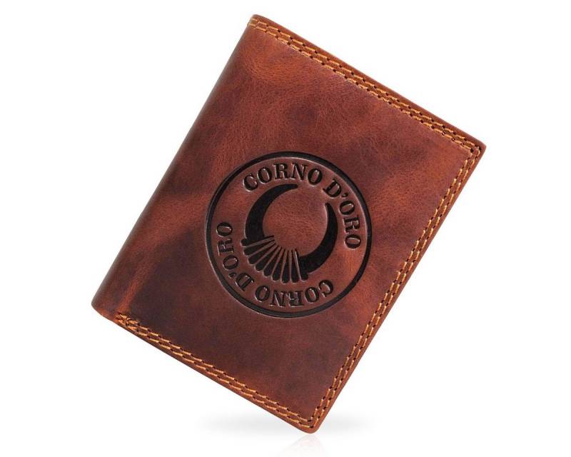 Corno d´Oro Geldbörse Herren Leder Handmade Geldbeutel mit Münzfach RFID Schutz, Hochformat Portemonnaie, 7 Kartenfächer, mit Geschenkbox von Corno d´Oro
