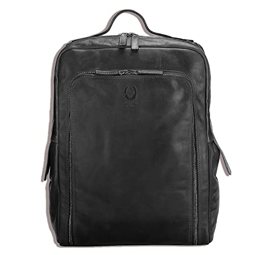 Corno d´Oro Rucksack Damen Herren Leder Groß I XL Lederrucksack für 17 Zoll Laptop mit vielen Fächern I Business Laptoprucksack schwarz von Corno d´Oro