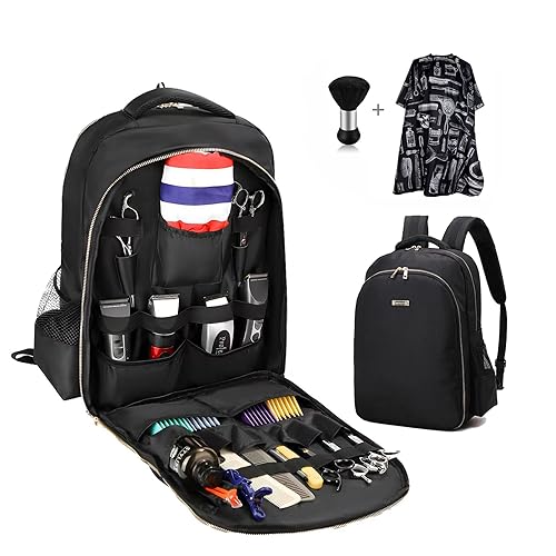 Cornsonite Barber Supplies Tasche Rucksack mit 1 Friseurumhang und Friseurbürste, tragbare Clipper-Taschen und Koffer für Herren von Cornsonite