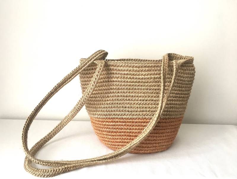 Handgewebte Stroh Raffia Schultertasche Boho Markttasche von CoroCoraColombia