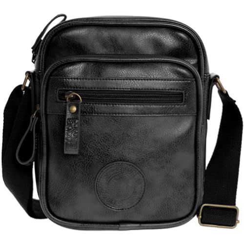 Coronel Tapiocca Umhängetasche Messenger Bag Herren Schultertasche Handtasche Umhängetasche Herren Schultertasche Schultergurt Herrentasche Sling Bag Luigi Schwarz von Coronel Tapiocca