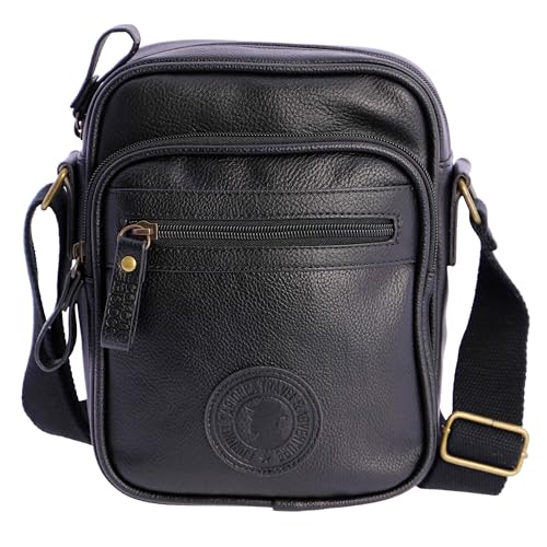 CORONEL TAPIOCCA Umhängetasche Messenger Bag Herren Schultertasche Handtasche Umhängetasche Herren Schultertasche Schultergurt Herrentasche Sling Bag Luigi Schwarz von Coronel Tapiocca