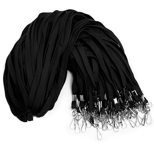 Corpafly 100 schwarze Schlüsselbänder für Ausweise, mit drehbaren J-Haken – vielseitiges Umhängeband für Schlüssel, Kartenhalter, Pfeifen und mehr – ideal für Büros, Lehrer, Kinder und von Corpafly