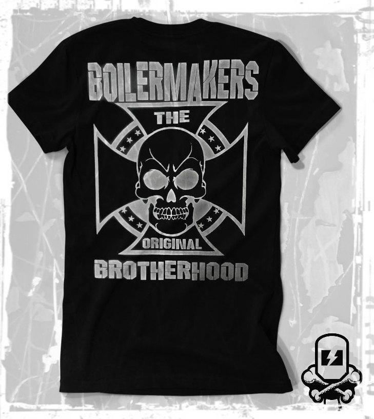 Neues Union Boilermachers Schädel-Kreuz-T-Shirt Alle Größen Schwarz Schweißer Wig-Abziehbildmaske von CorporateSelloutCo