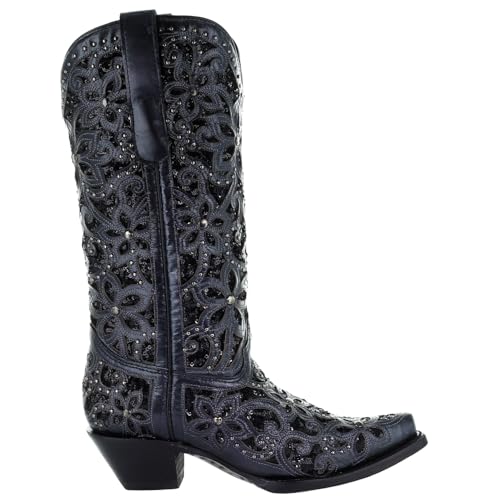 CORRAL Damen Inlay Stickerei Western Boot Snip Toe, Schwarz (schwarz), 40 EU von Corral Boots