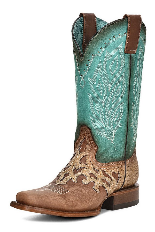 Corral Boots Z5131 Braun Türkis Cowboystiefel Rahmengenähte Damen Westernstiefel von Corral Boots
