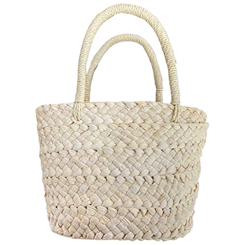 Correa Sommer Handgefertigte Kleine Gewebte Tasche Maisschale Handtasche Korb Stroh Rattan Tasche Eltern-Kind Kinder Stroh Rattan GeldböRse von Correa