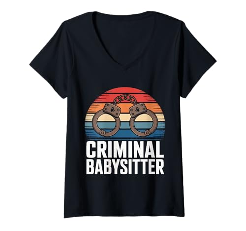 Damen Strafvollzugsbeamter Krimineller Babysitter T-Shirt mit V-Ausschnitt Damen Strafvollzugsbeamter Krimineller Babysitter T-Shirt mit V-Ausschnitt von Correctional Officer Corrections Prison