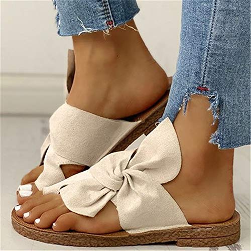 Corrective sandals Sandalen Damen Plateau Espadrille Geschlossener Zehsandalen Summer Große Bequeme Strandschuhe Mit Bogen Damen Flache Leder Sommerschuhe,Beige,40 von Corrective sandals