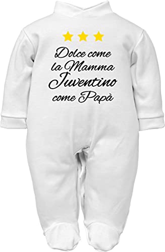 Body und Strampler für Neugeborene, lustige Aufschrift "Dolce come la Mama Juventino wie Papa"., Süßer Juventino Baby-Strampler aus warmer Baumwolle, 0-3 Monate von Corredino Neonato