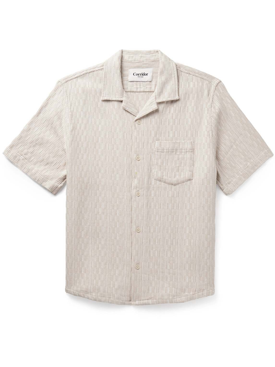 Corridor - Camp-Collar Cotton-Jacquard Shirt - Men - White - L von Corridor