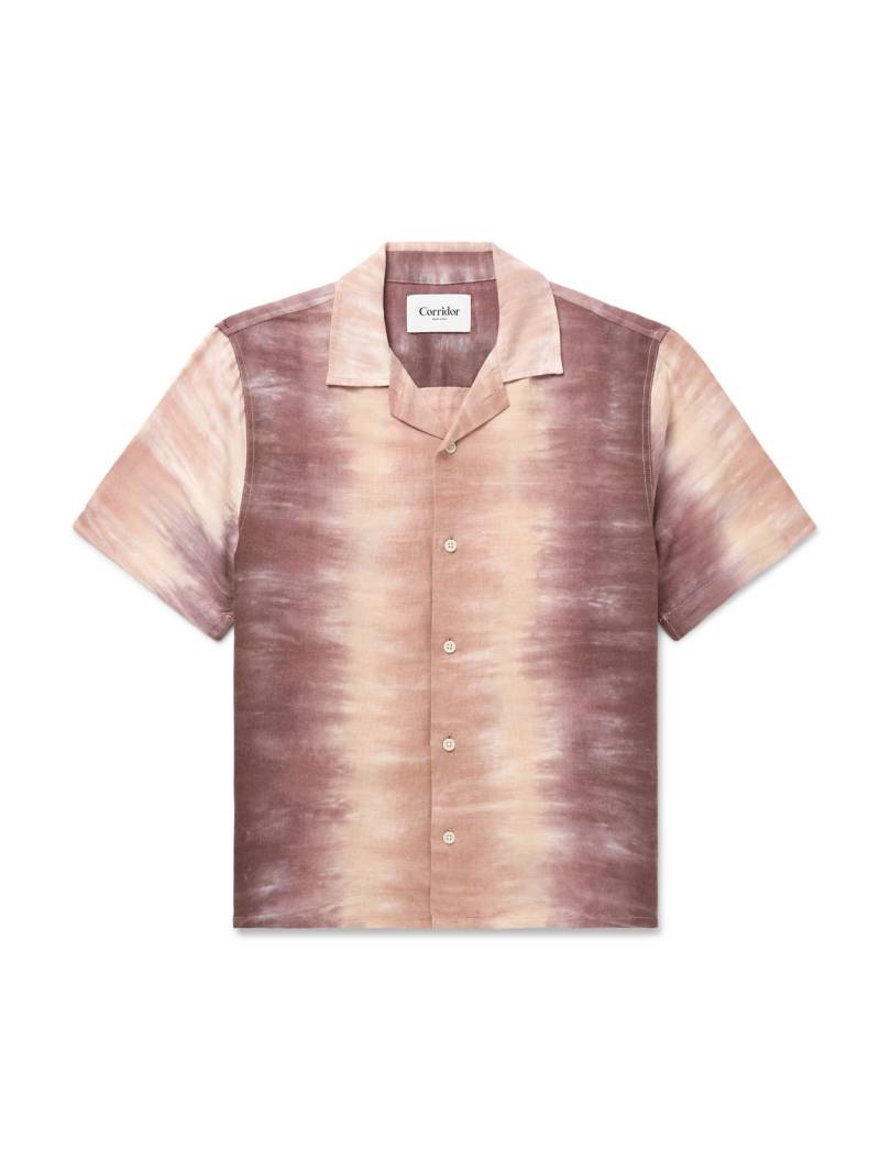 Corridor - Cosmic Camp-Collar Tie-Dyed Linen and Cotton-Blend Shirt - Men - Purple - S von Corridor
