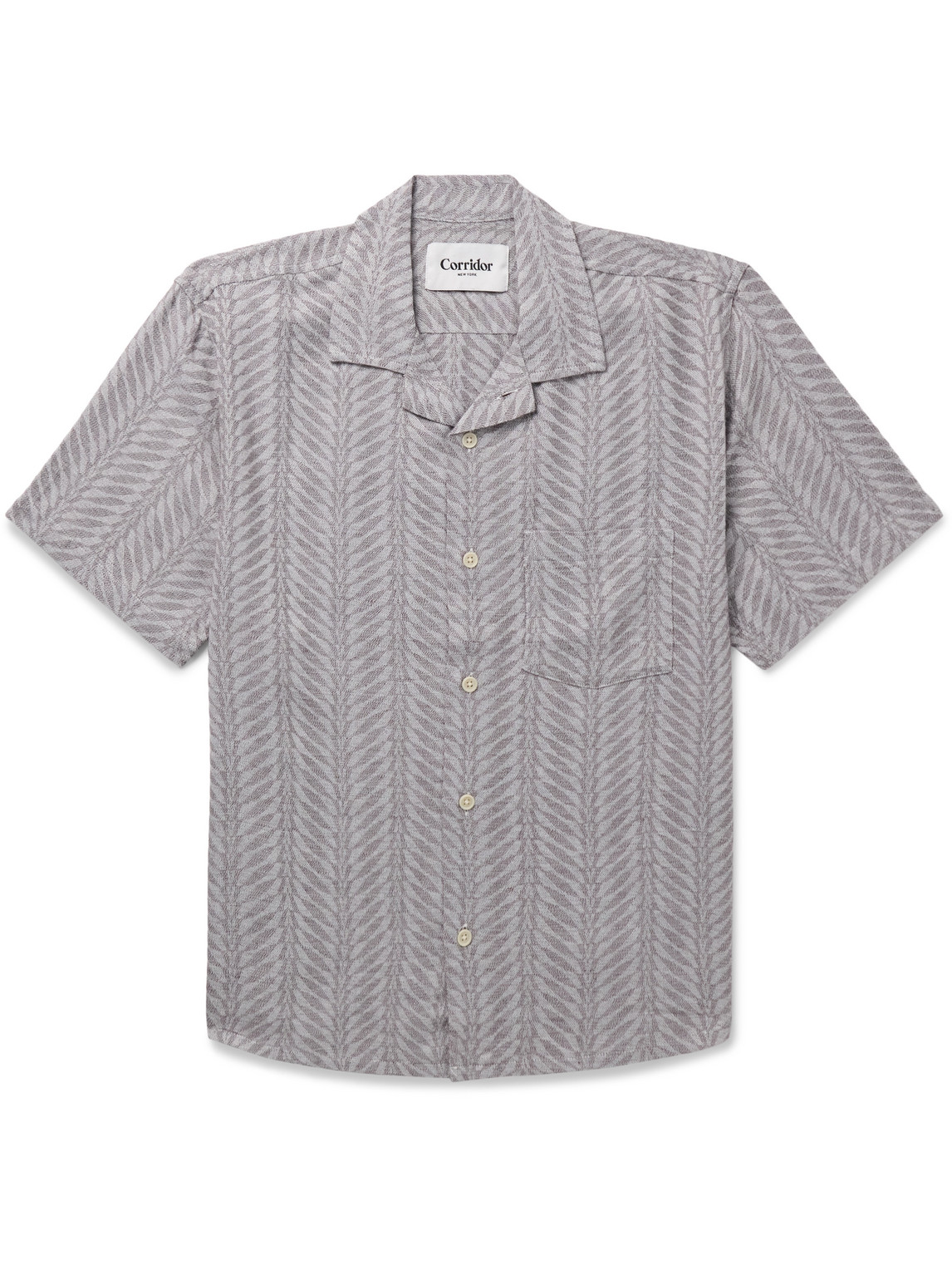 Corridor - Cumberland Camp-Collar Cotton-Blend Jacquard Shirt - Men - Gray - M Corridor - Cumberland Camp-Collar Cotton-Blend Jacquard Shirt - Men - Gray - M von Corridor
