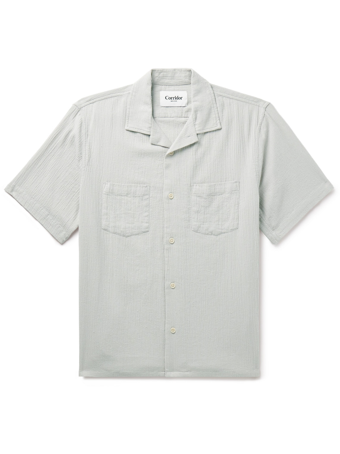 Corridor - High Twist Camp-Collar Crinkled-Cotton Shirt - Men - Gray - S von Corridor