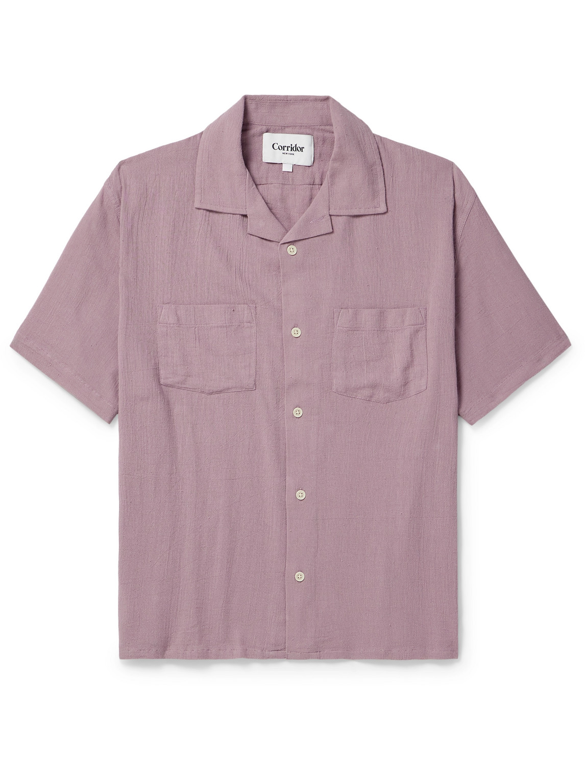 Corridor - High Twist Camp-Collar Crinkled-Cotton Shirt - Men - Purple - L von Corridor