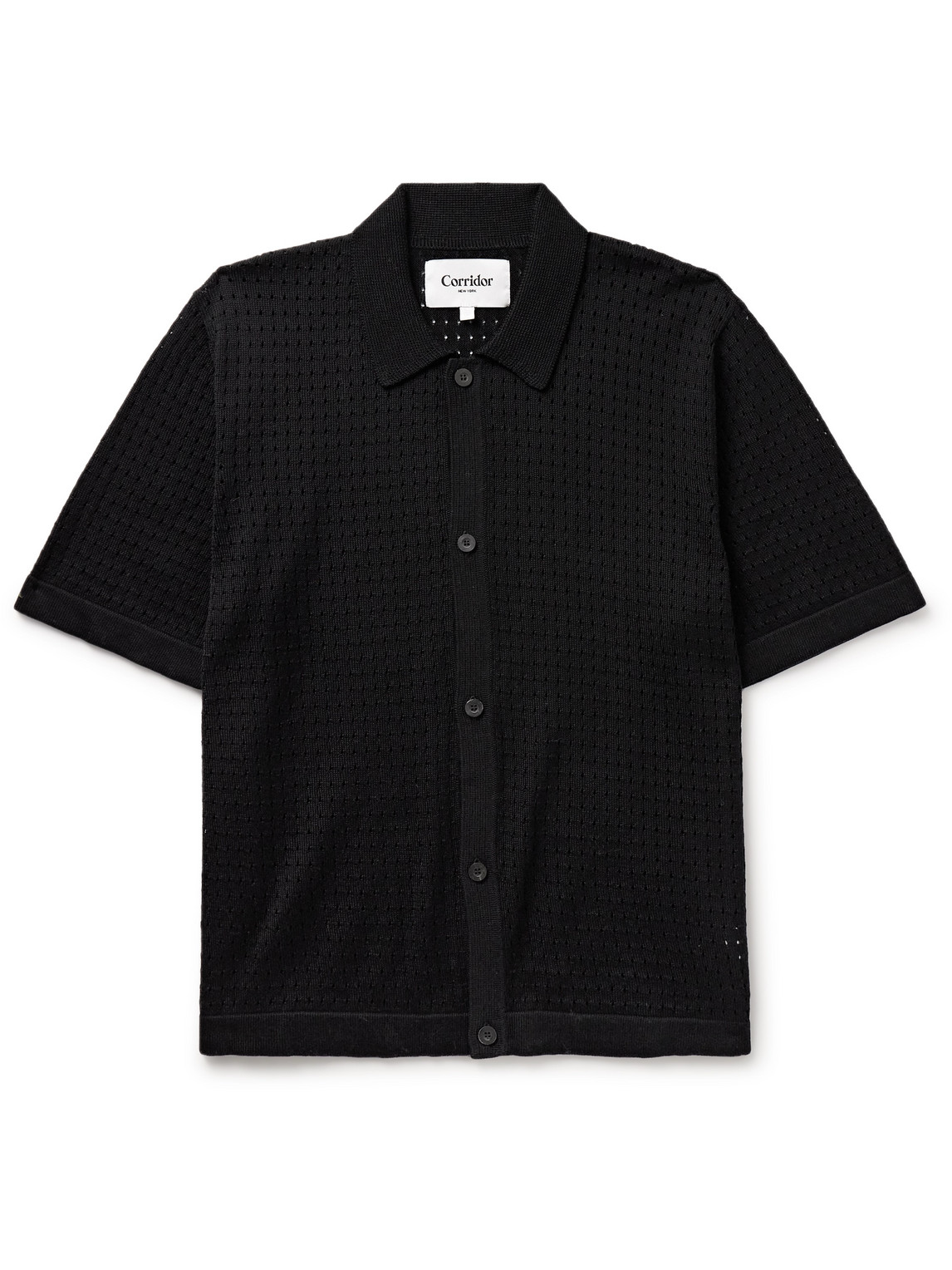 Corridor - Pointelle-Knit Cotton Shirt - Men - Black - L von Corridor