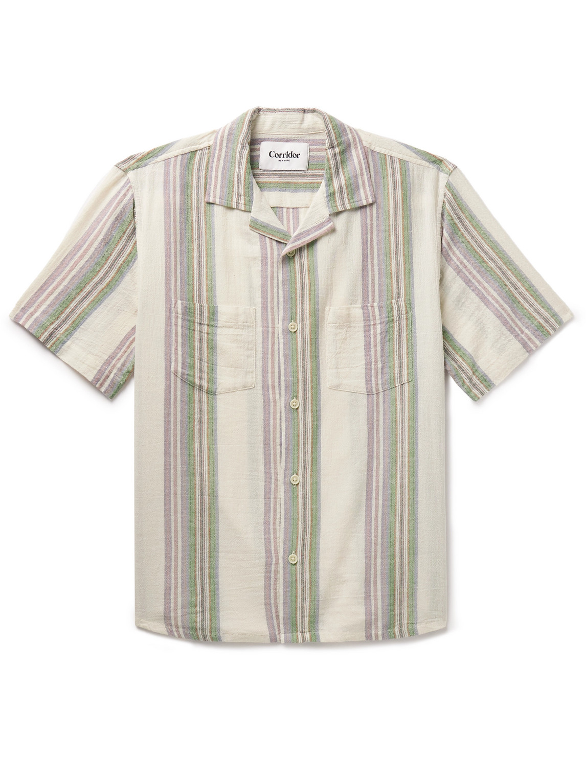 Corridor - Riis Camp-Collar Striped Cotton-Gauze Shirt - Men - White - XL von Corridor