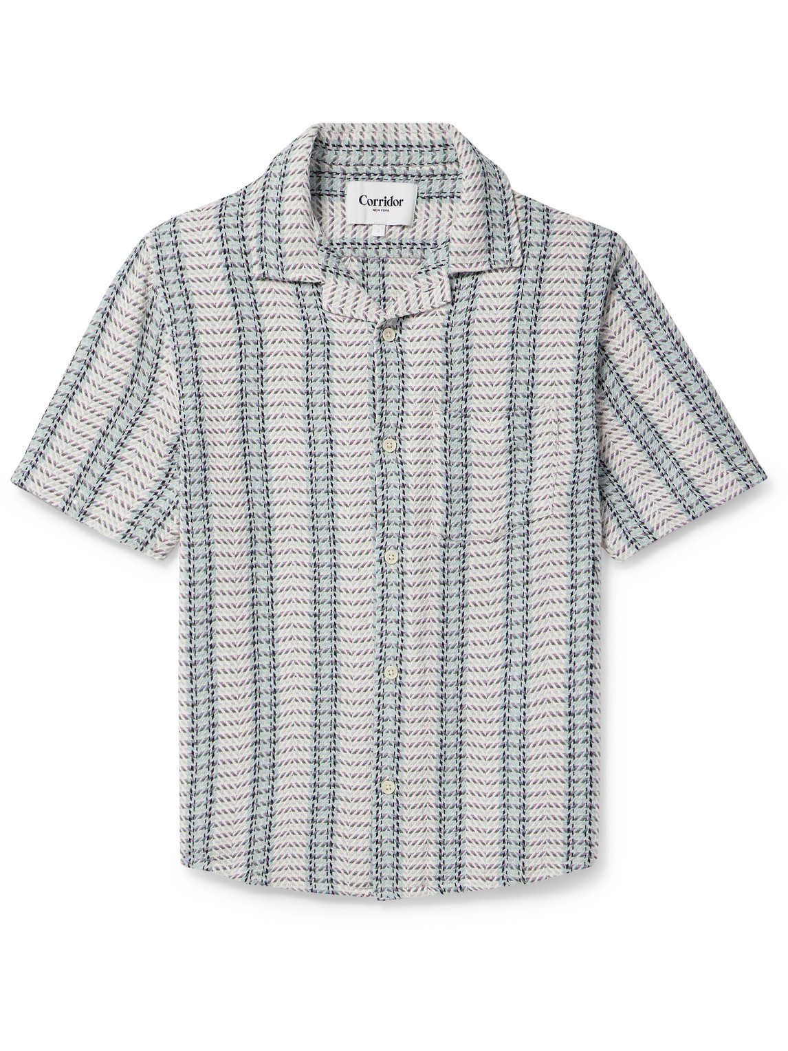 Corridor - Riverside Camp-Collar Striped Cotton-Jacquard Shirt - Men - Neutrals - L von Corridor