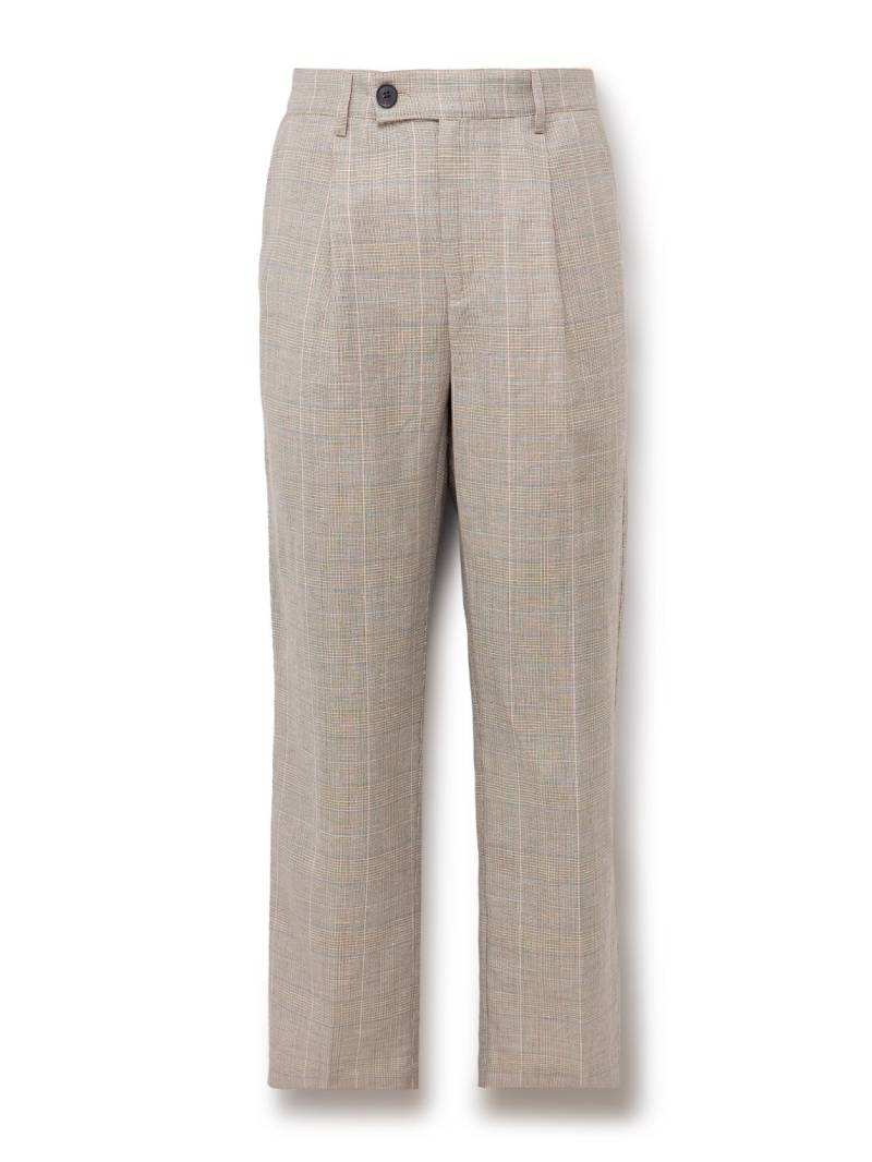 Corridor - Straight-Leg Pleated Checked Linen and Wool-Blend Trousers - Men - Neutrals - UK/US 32 von Corridor