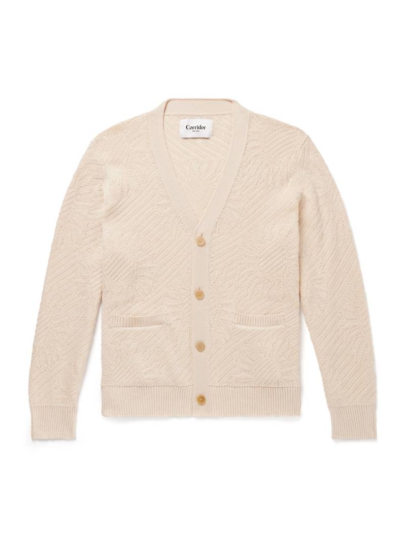 Corridor - Sunflower Jacquard-Knit Organic Mercerised Cotton Cardigan - Men - Neutrals - M von Corridor