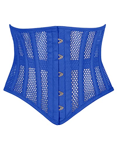 Cincnher Damen Korsett mit Stahlstäbchen, strapazierfähig, Waspie Mesh, Blau, Large von Corsets Island