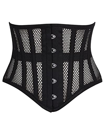 Corsets Island Waist Training Steel Boned Mesh Corset Taillentrainings-Korsett – Stahlverstärkt, Hochwertiger Shaper (DE/NL/SE/PL, Alphanumerisch, 7XL, Regular, Regular, Schwarz - Black) von Corsets Island