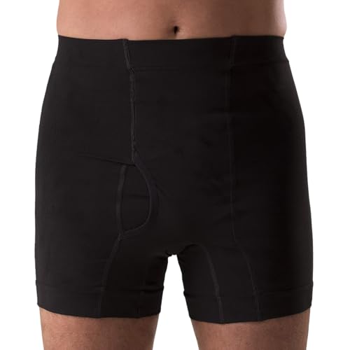 Corsinel Regular Stützwäsche niedrige Herren-Boxershorts für Stoma & Hernien │ diskrete Männer-Unterhose, mittlere Stützwirkung │ Nahtloser Stretch für optimalen Sitz & sichere Fixierung, schwarz 2XL von Corsinel