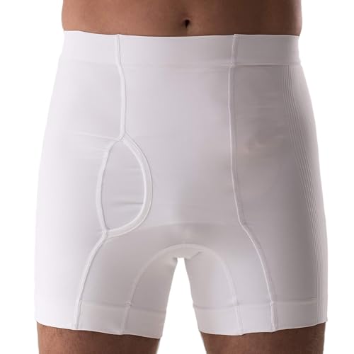 Corsinel Regular Stützwäsche niedrige Herren-Boxershorts für Stoma & Hernien │ diskrete Männer-Unterhose, mittlere Stützwirkung │ Nahtloser Stretch für optimalen Sitz & sichere Fixierung, weiß M von Corsinel