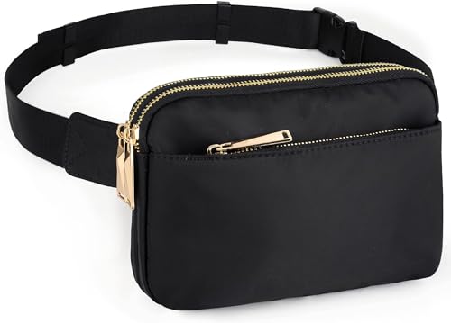 Cortelay Gürteltasche für Frauen, Crossbody, trendige Bauchtasche, Damen, kleine Taille, Bauchtasche, Brustbörse mit verstellbarem Riemen, 02 Schwarz Large Nylon von Cortelay