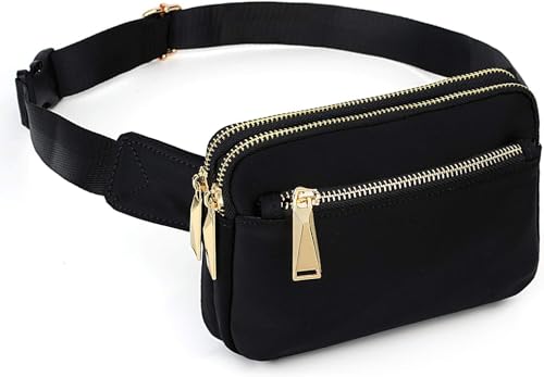 Cortelay Kleine Crossbody-Gürteltasche für Damen, trendiger Modedesigner für Damen, Bauchtasche, Brusttasche, Geldbörse mit verstellbarem Riemen, 06 schwarzes Nylon von Cortelay