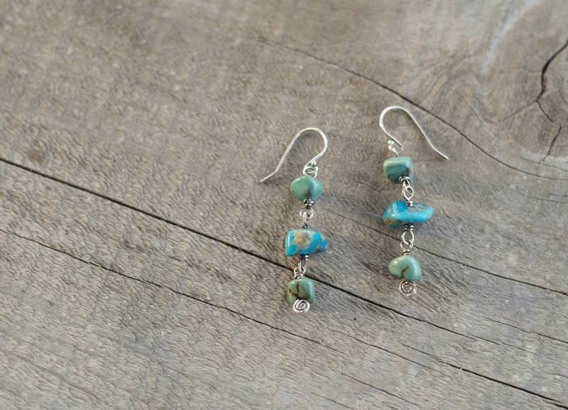 Antike Türkis Nugget Link Ohrringe Oxidiertes Sterling Silber Antike Türkis Nugget Link Ohrringe Oxidiertes Sterling Silber von CorvidaeFineArt