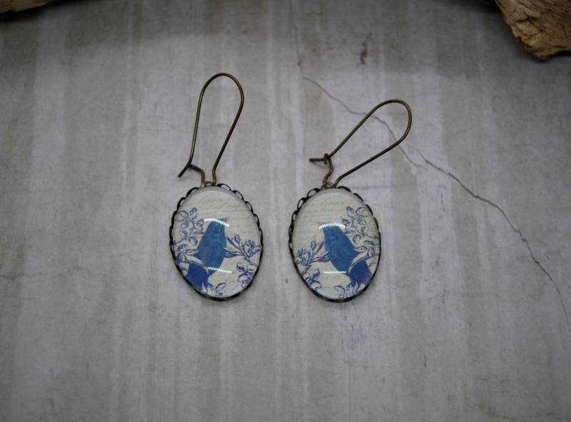 Gothic Ohrringe Mit Krähe - Cabochon Schmuck von CorvusLuna