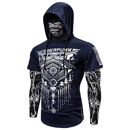 CosIdol Herren Cyberpunk Ninja Hoodie Kapuzenpullover mit Maske Kapuze Langarm Sport Slim Fit Pullover Sweatshirt 2XL von CosIdol