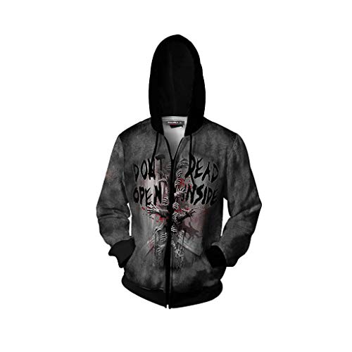 Herren TWD Zombie Hoodie Skelett Schädel Kapuze Sweatshirt Zip Up Jacke Walking Cosplay Dead Langarm Pullover 2XL von CosIdol