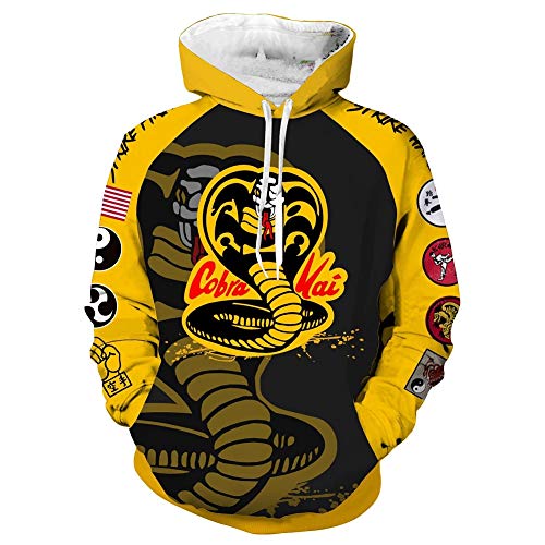 Karate Kid Hoodie Cobra Kai Kapuzenpullover Herren 3D Druck Grafisches Pullover Langarm Sweatshirt Mit Taschen 2XL von CosIdol